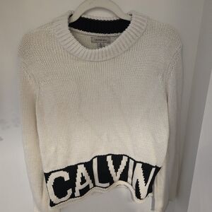Calvin Klein Jeans White and Black Logo Sweater